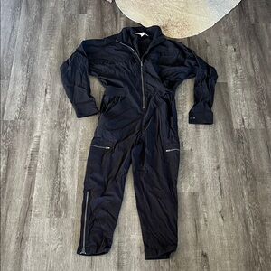 Athleta Black Zip-Front Utility Jumpsuit